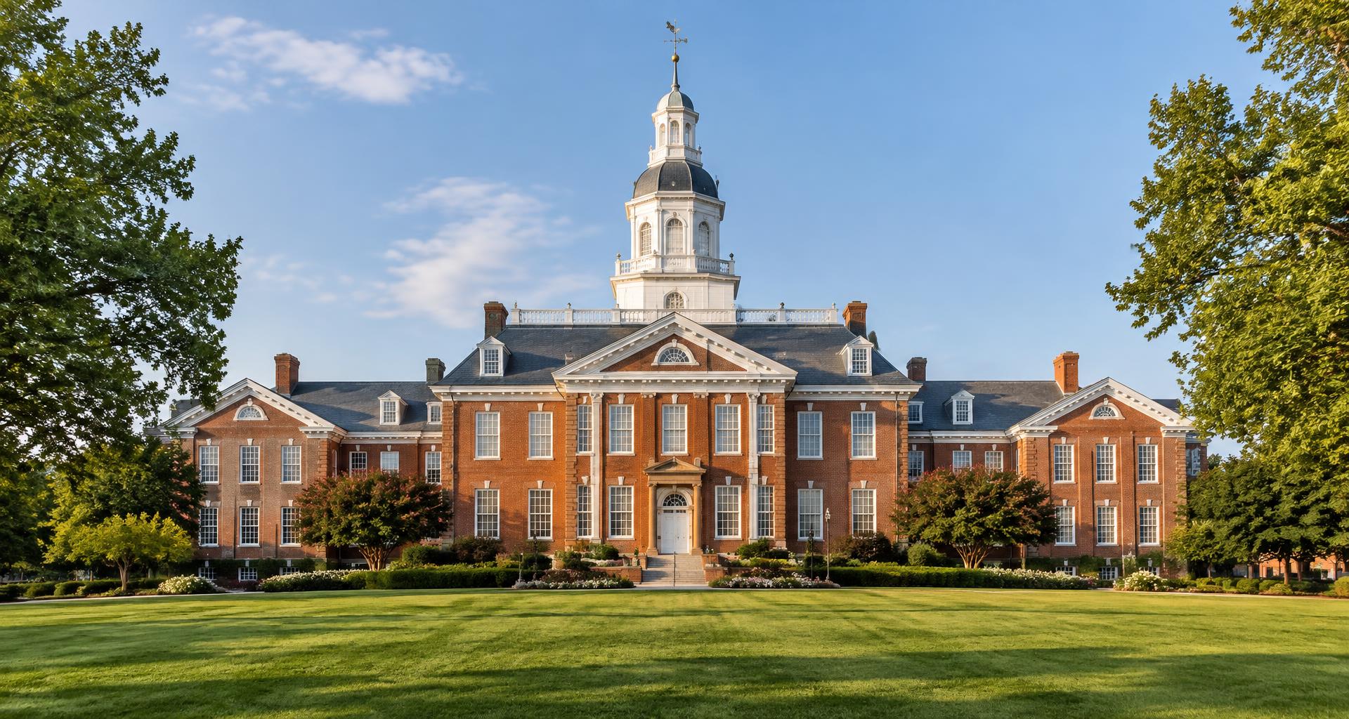 Generated editorial illustration of Delaware Legislative Hall in Dover